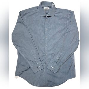 Calvin Klein 16.5 Neck Dress Shirt Blue Luxury Gingham